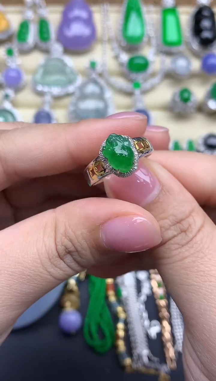 【闪购商品】翡翠戒指18K金镶嵌474-中国好珍宝