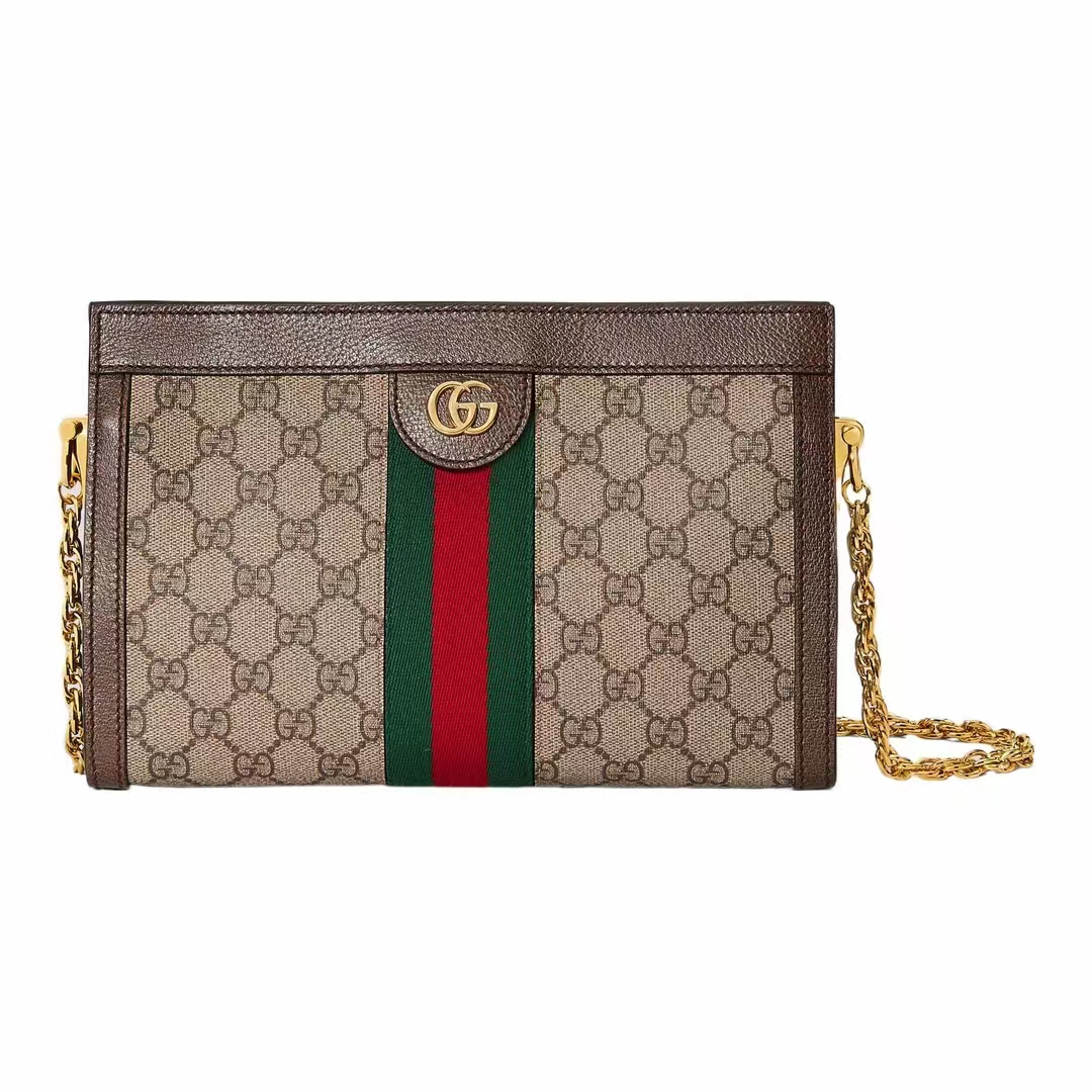 99新 GUCCI/古驰 Ophidia老花夹子包中号