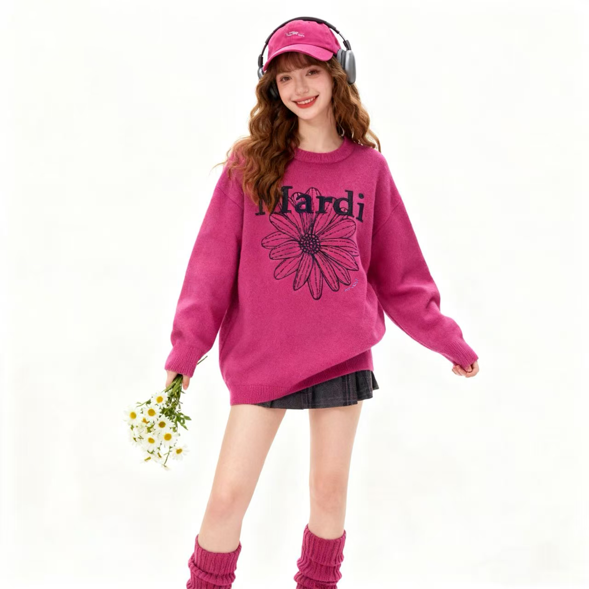 MARDI KNOW保暖厚款长袖长款提花针织毛衣休闲秋冬羊毛衫套头