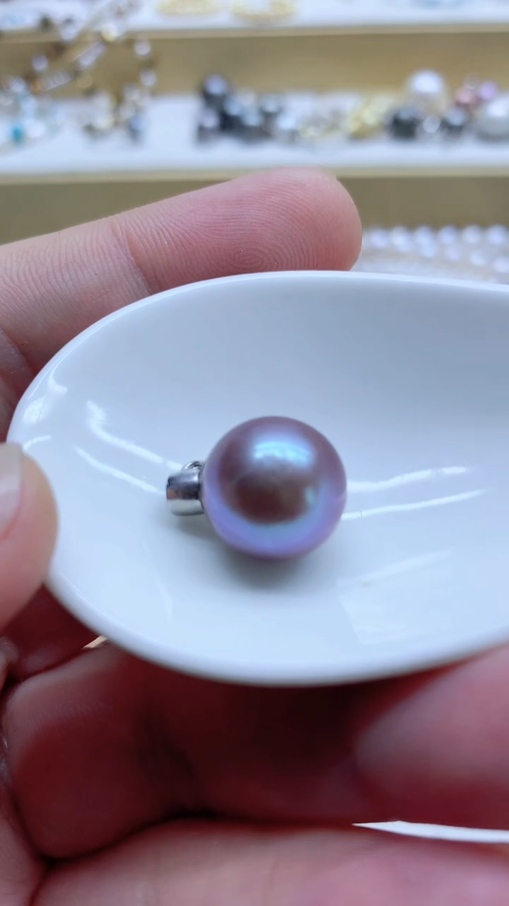 吊坠(不含链)银S925镶嵌淡水珍珠13+mm