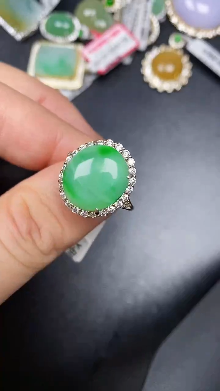 银S925镶嵌戒指翡翠3400