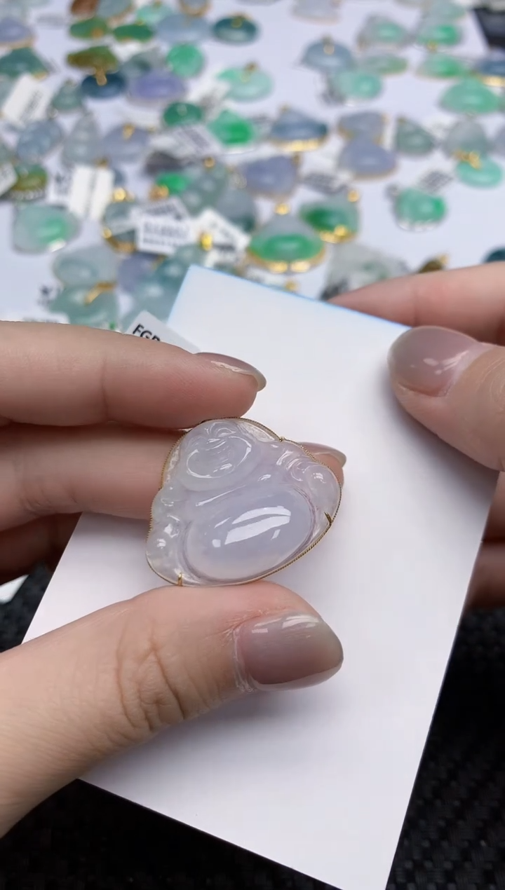 【闪购商品】翡翠颈饰18K金镶嵌天然翡翠A货