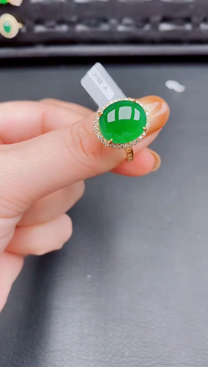 【闪购商品】翡翠戒指银S925镶嵌天然a货翡翠319
