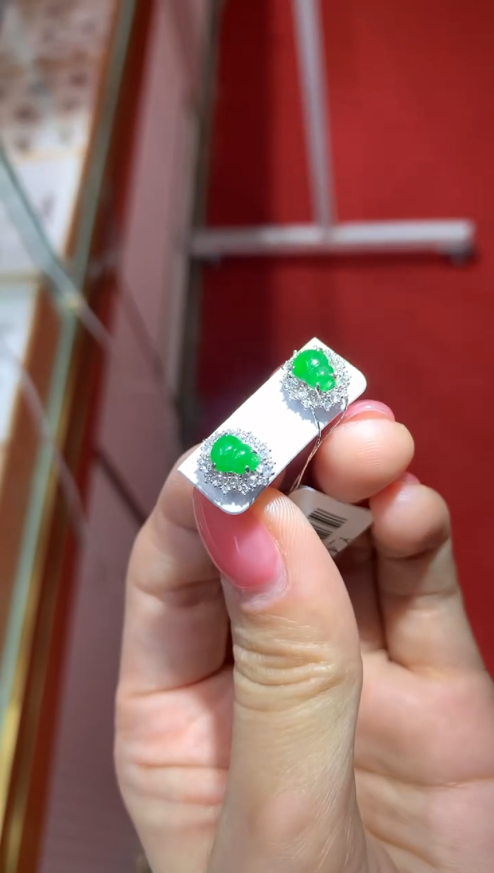 【闪购商品】翡翠耳饰18K金镶嵌|不退不换