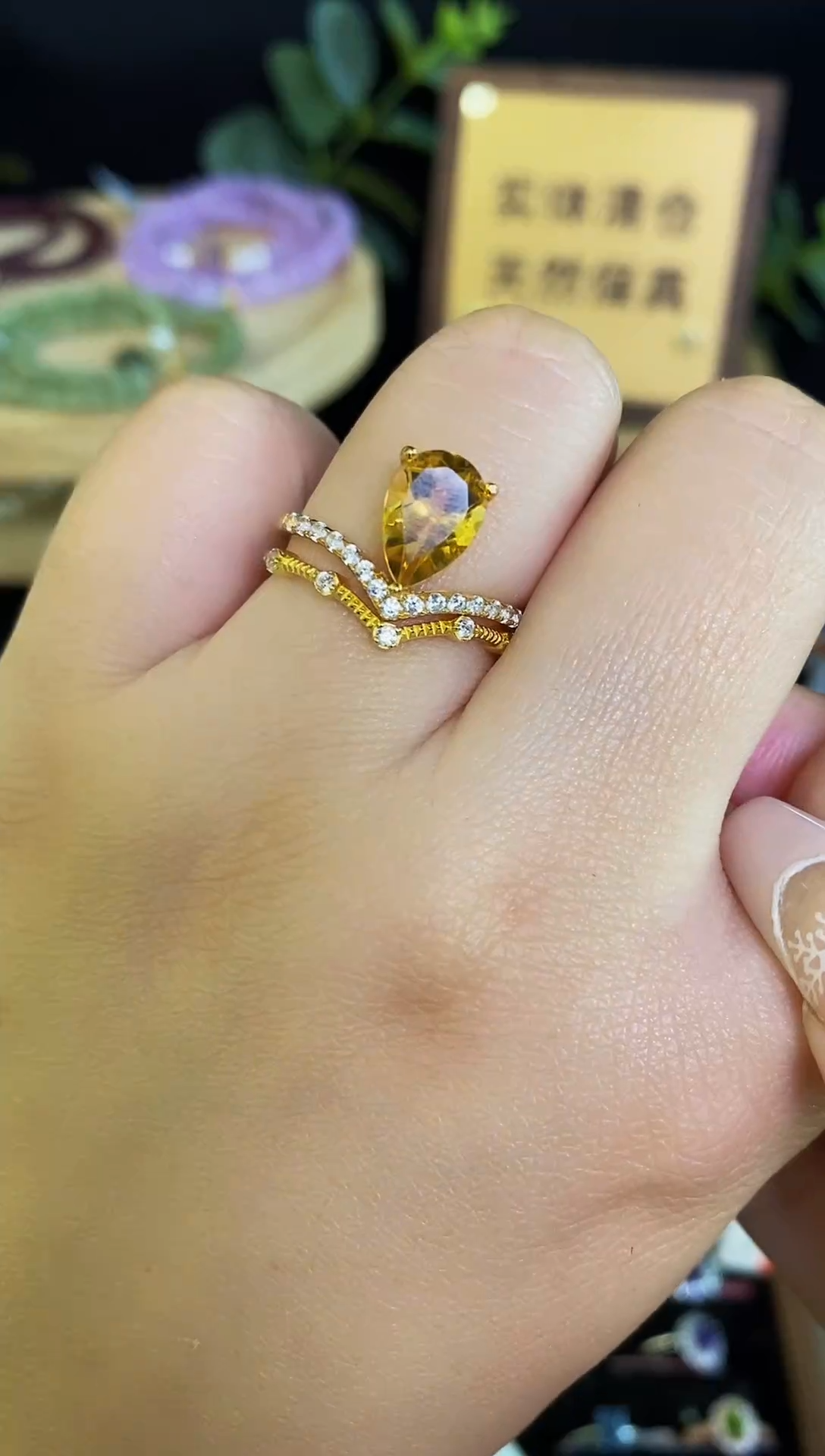 【闪购商品】水晶戒指银S925镶嵌戒指