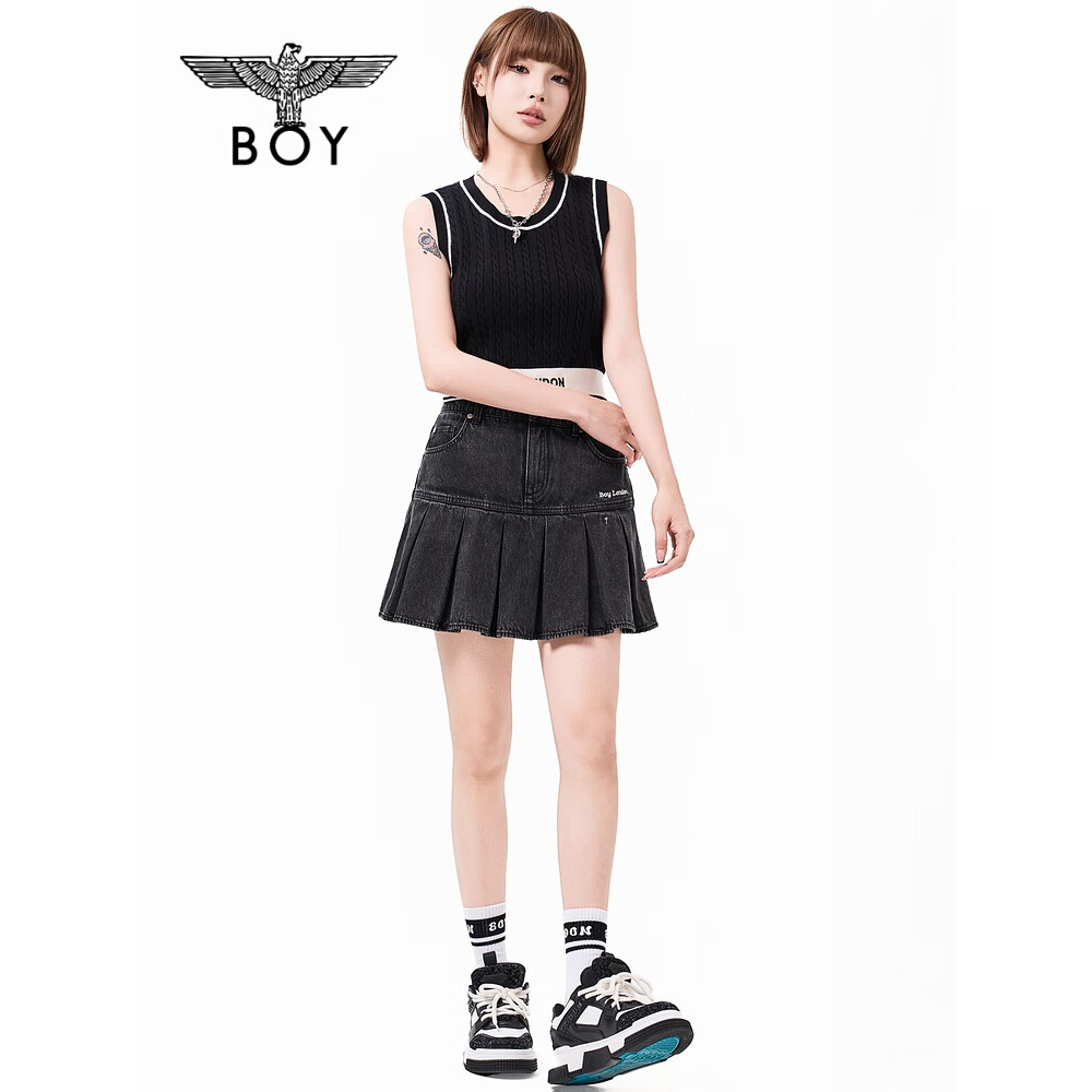 BOY LONDON秋季女款修身简约基础撞色潮牌休闲时尚针织背心W62001