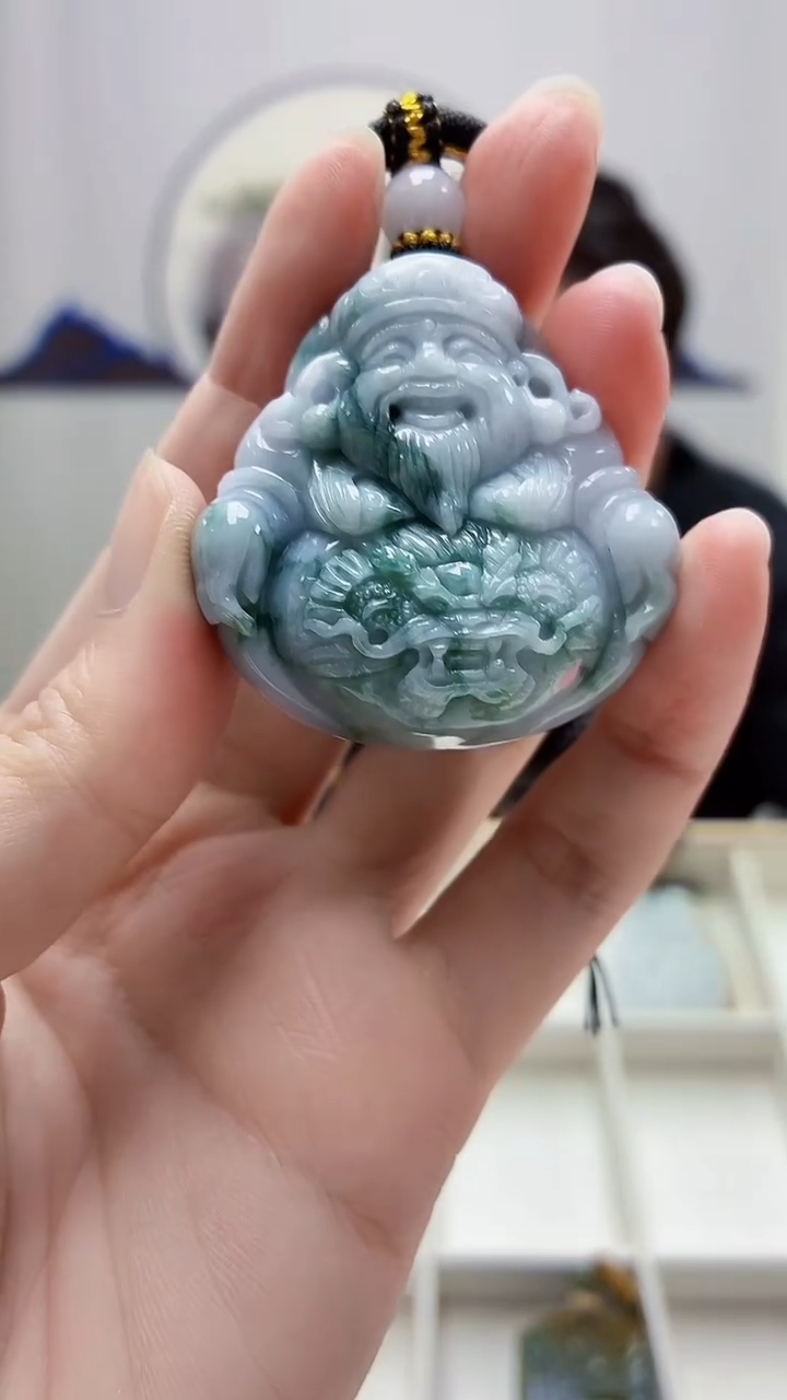 未镶嵌定制翡翠5060zm-毛货挂件91财神