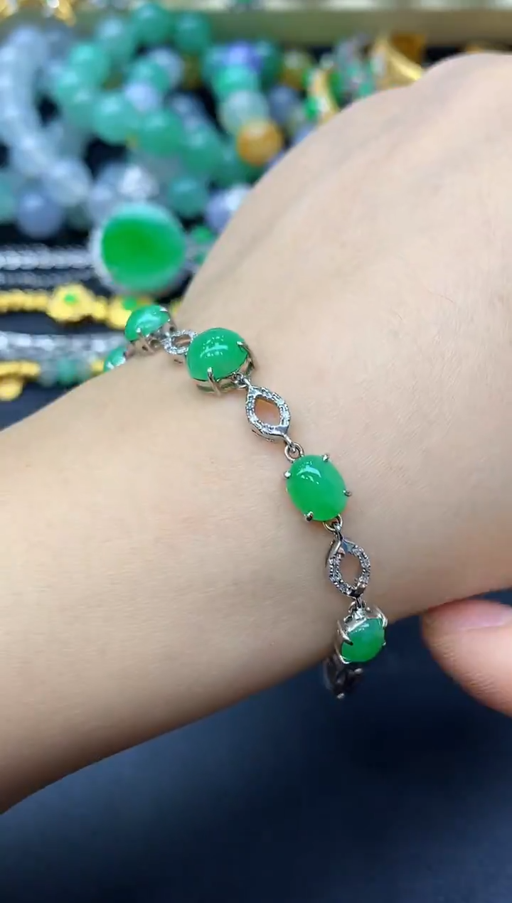 18K金镶嵌手链翡翠298-中国好珍宝