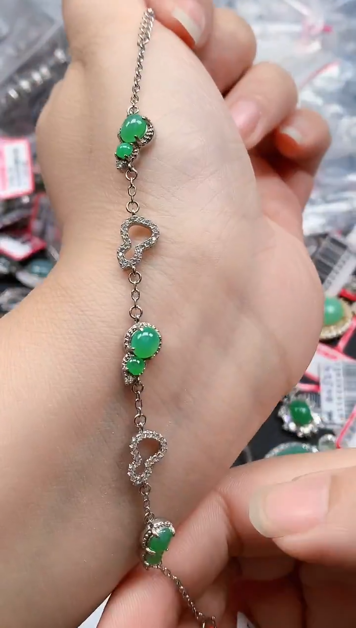 银S925镶嵌戒指翡翠天然A货缅甸翡翠