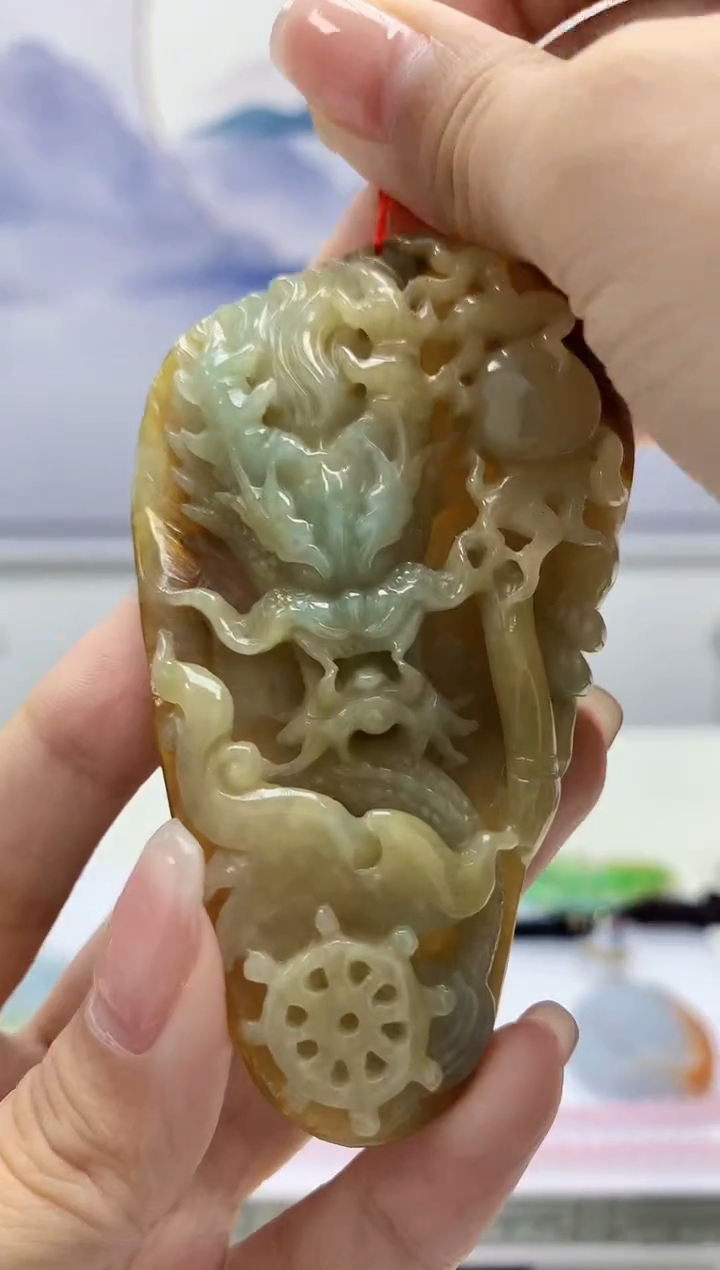 【闪购商品】定制翡翠未镶嵌5060kk-毛货挂件龙263