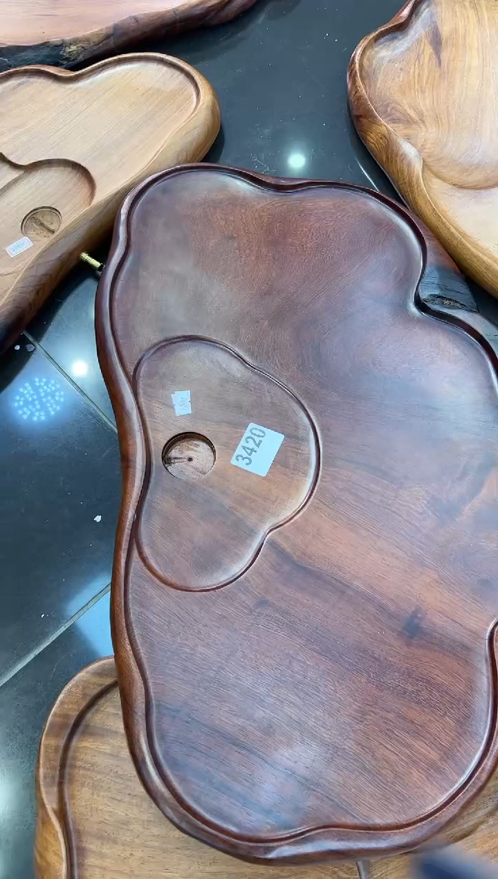 【闪购商品】大果紫檀（缅甸花梨）茶盘3420