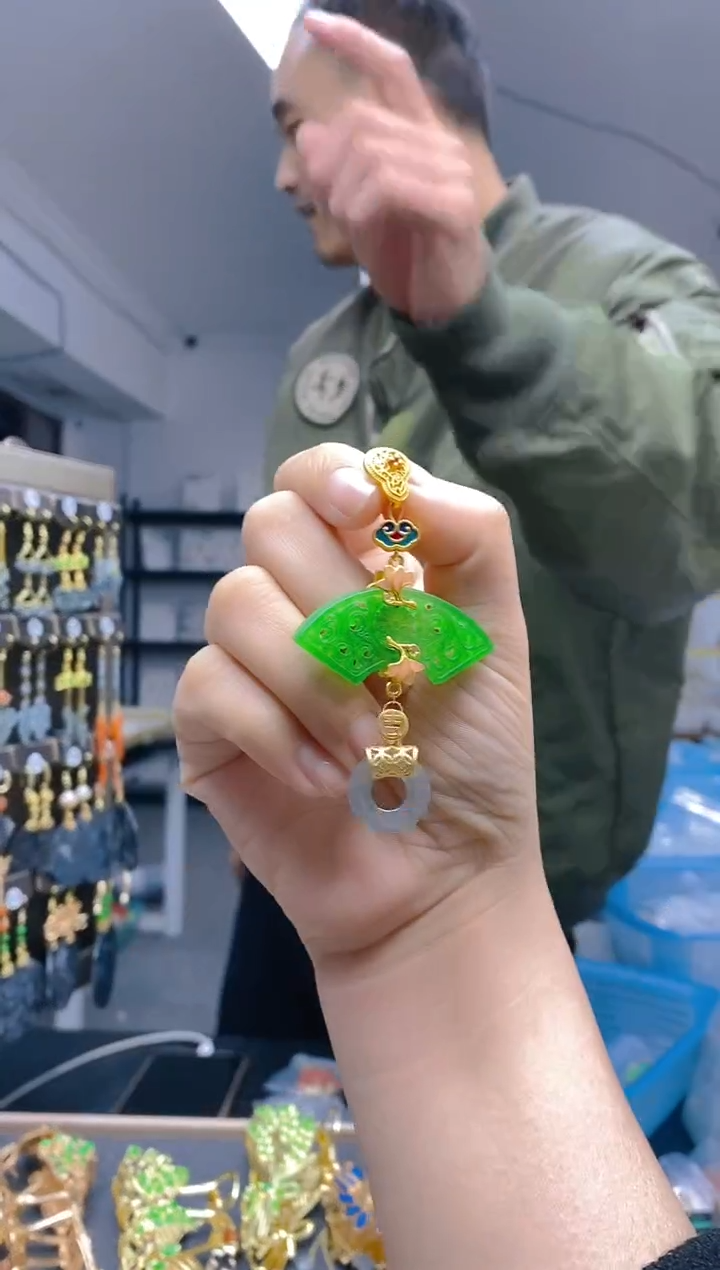 【闪购商品】翡翠耳饰合金340翡翠压襟