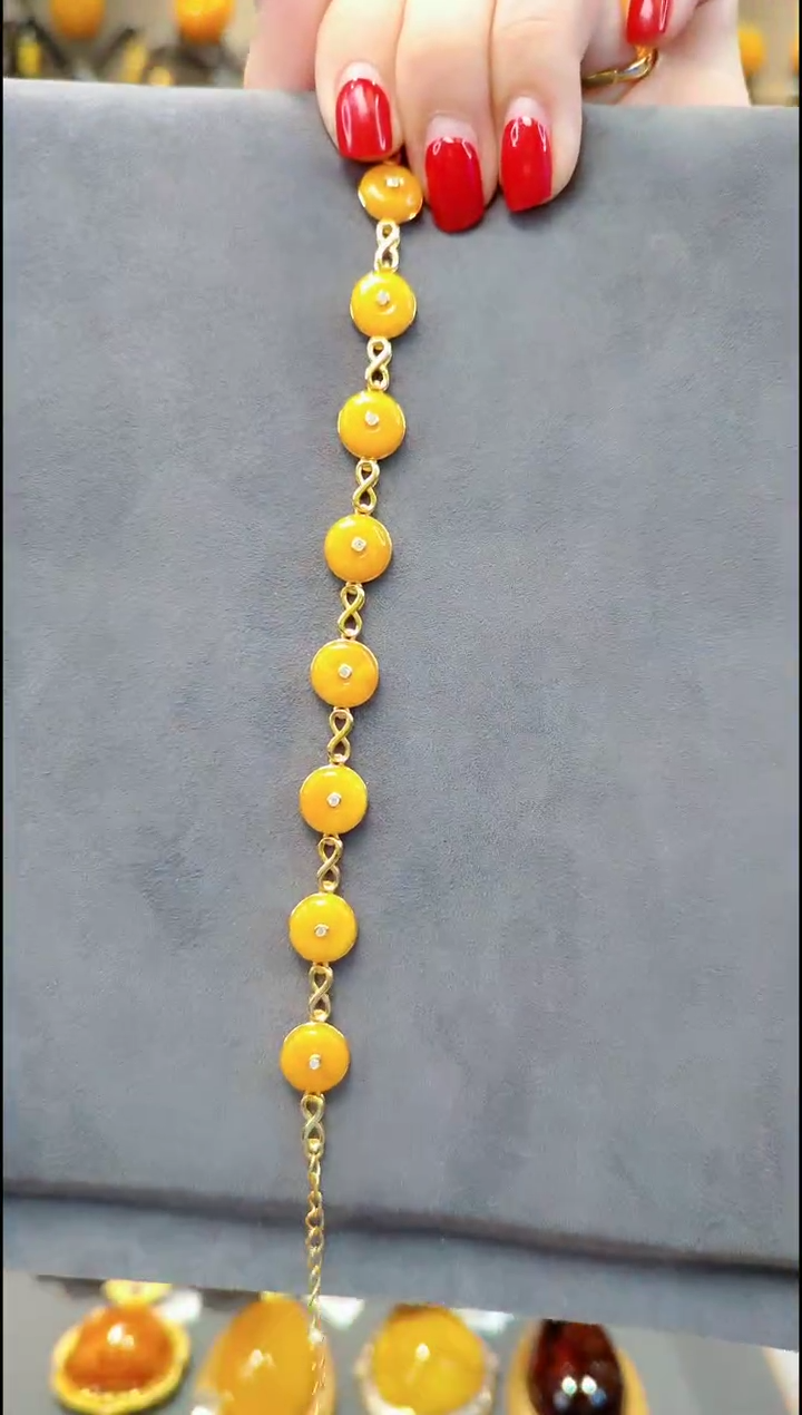 【闪购商品】蜜蜡手链银S925镀金镶嵌A005蜜蜡手链