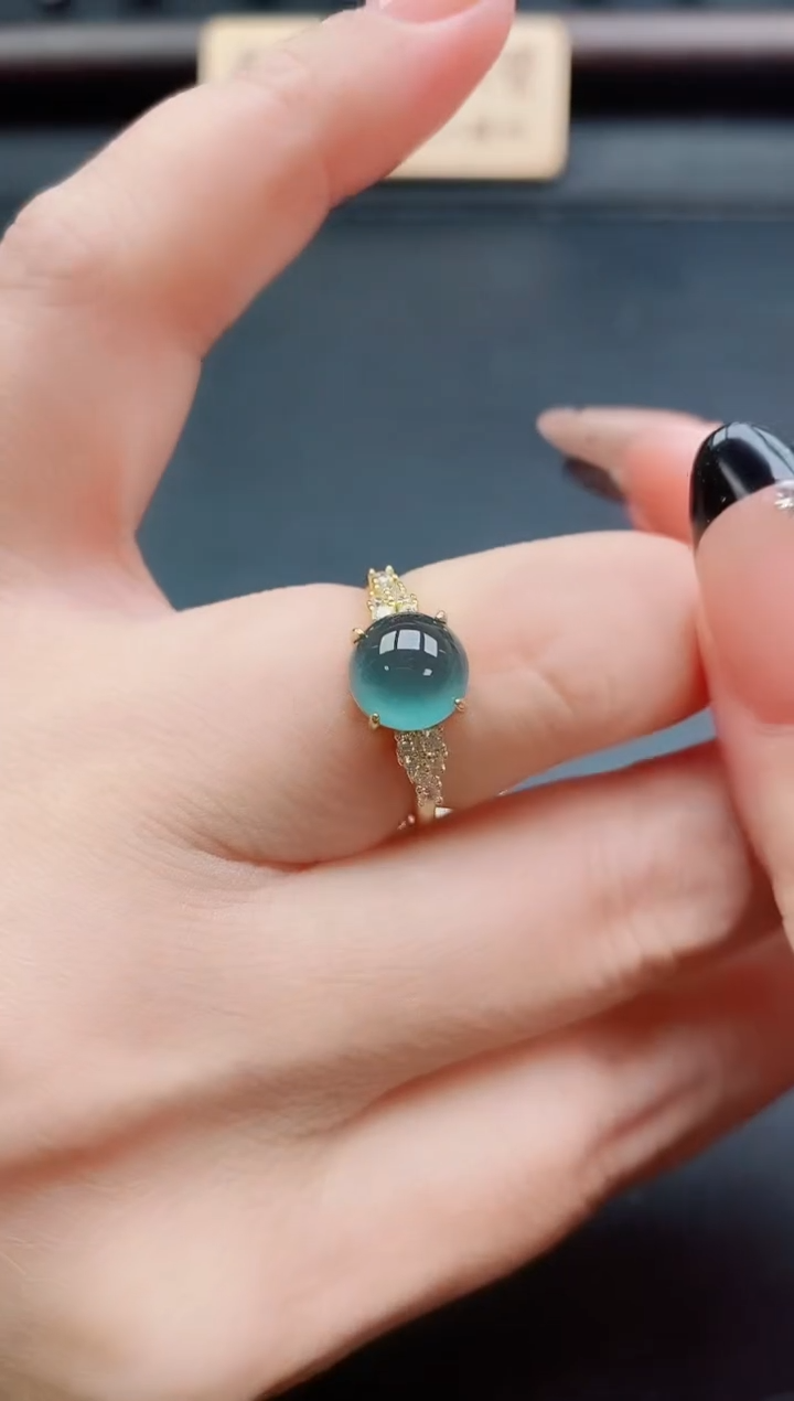 银S925镶嵌戒指翡翠1