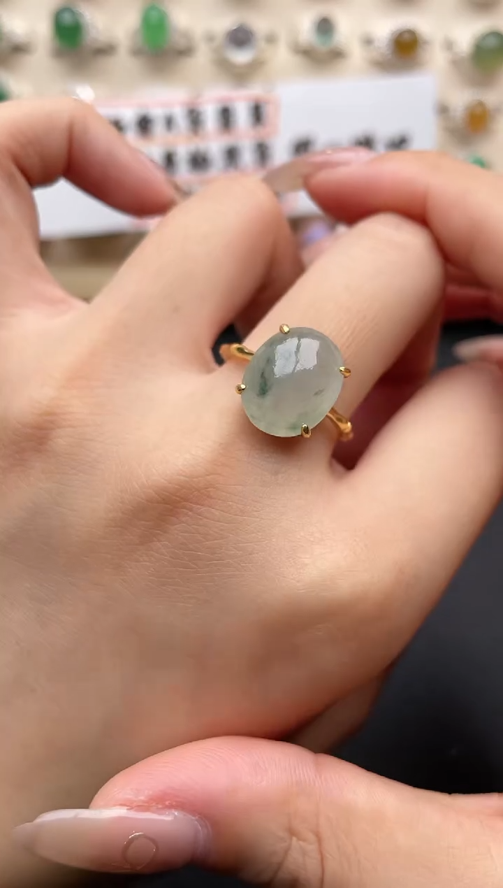 【闪购商品】翡翠戒指银S925镶嵌一物一证一礼盒