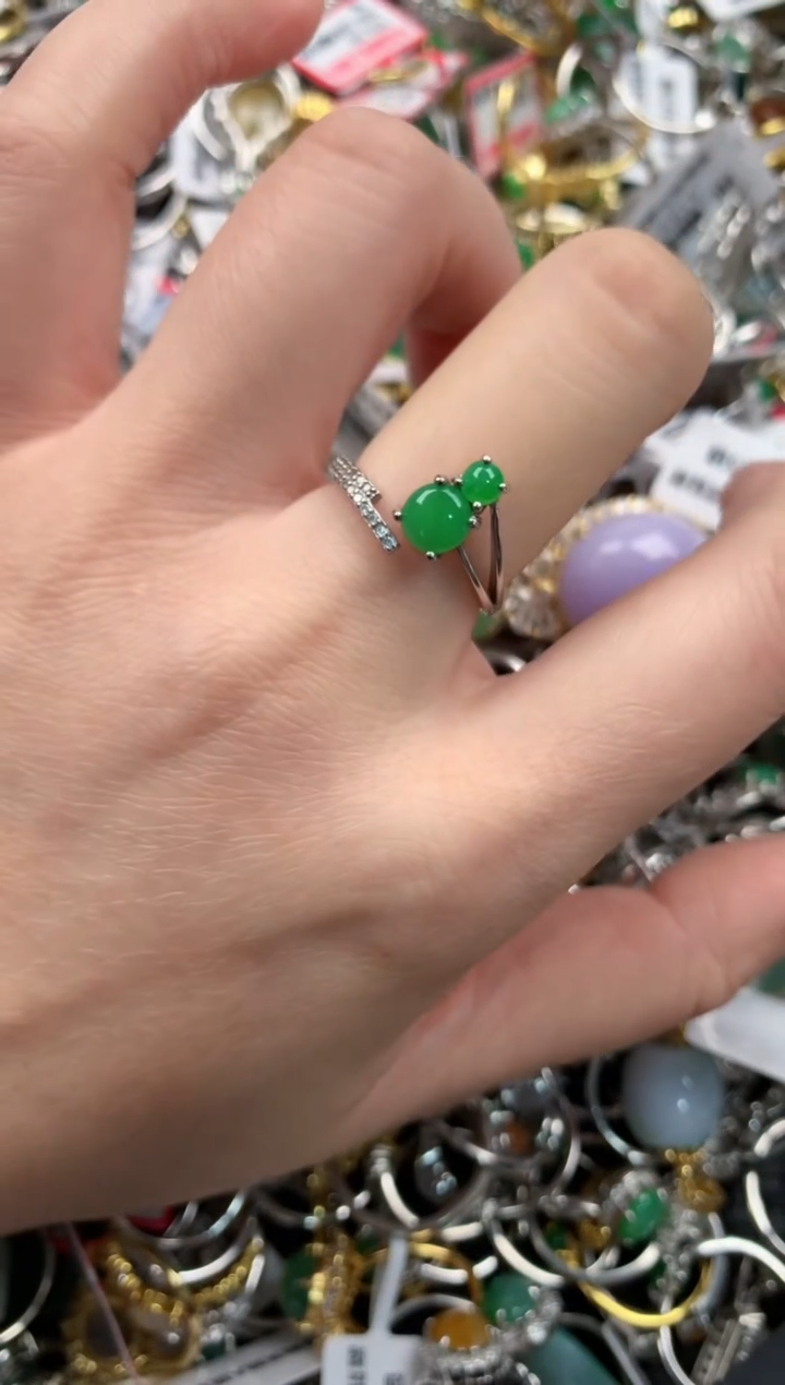 银S925镶嵌戒指翡翠555   7