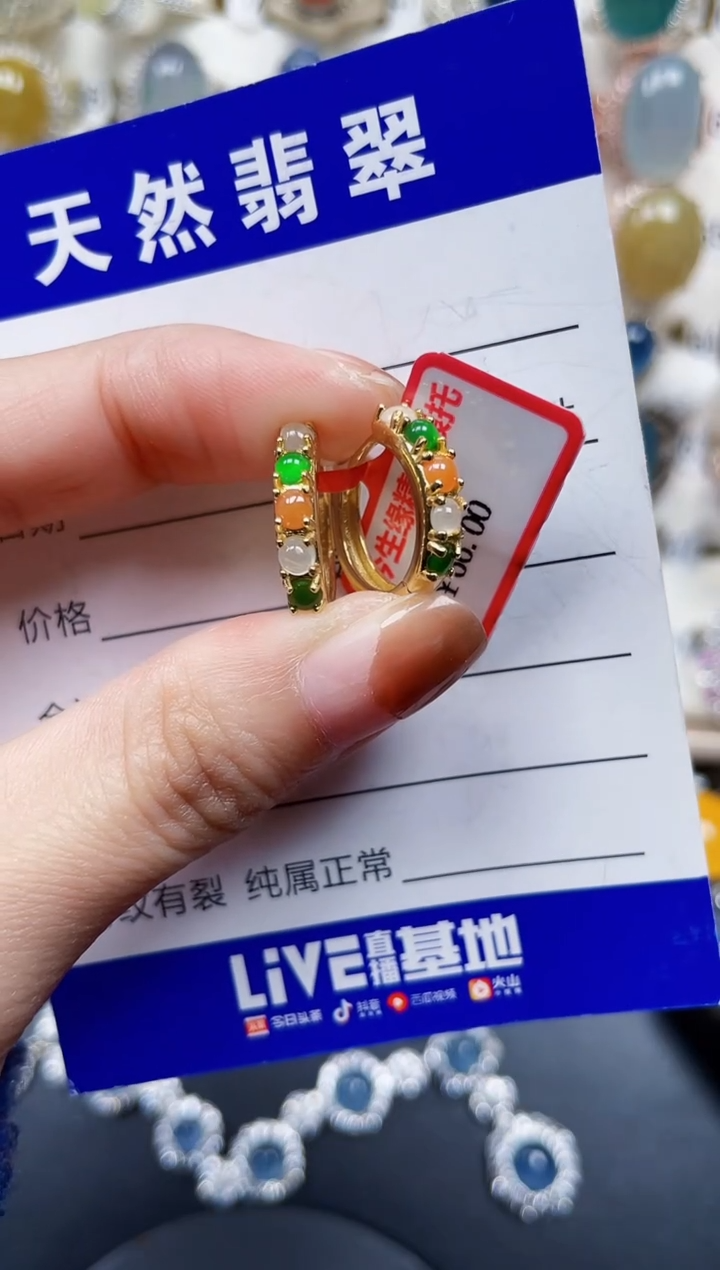 银S925镶嵌翡翠耳饰683