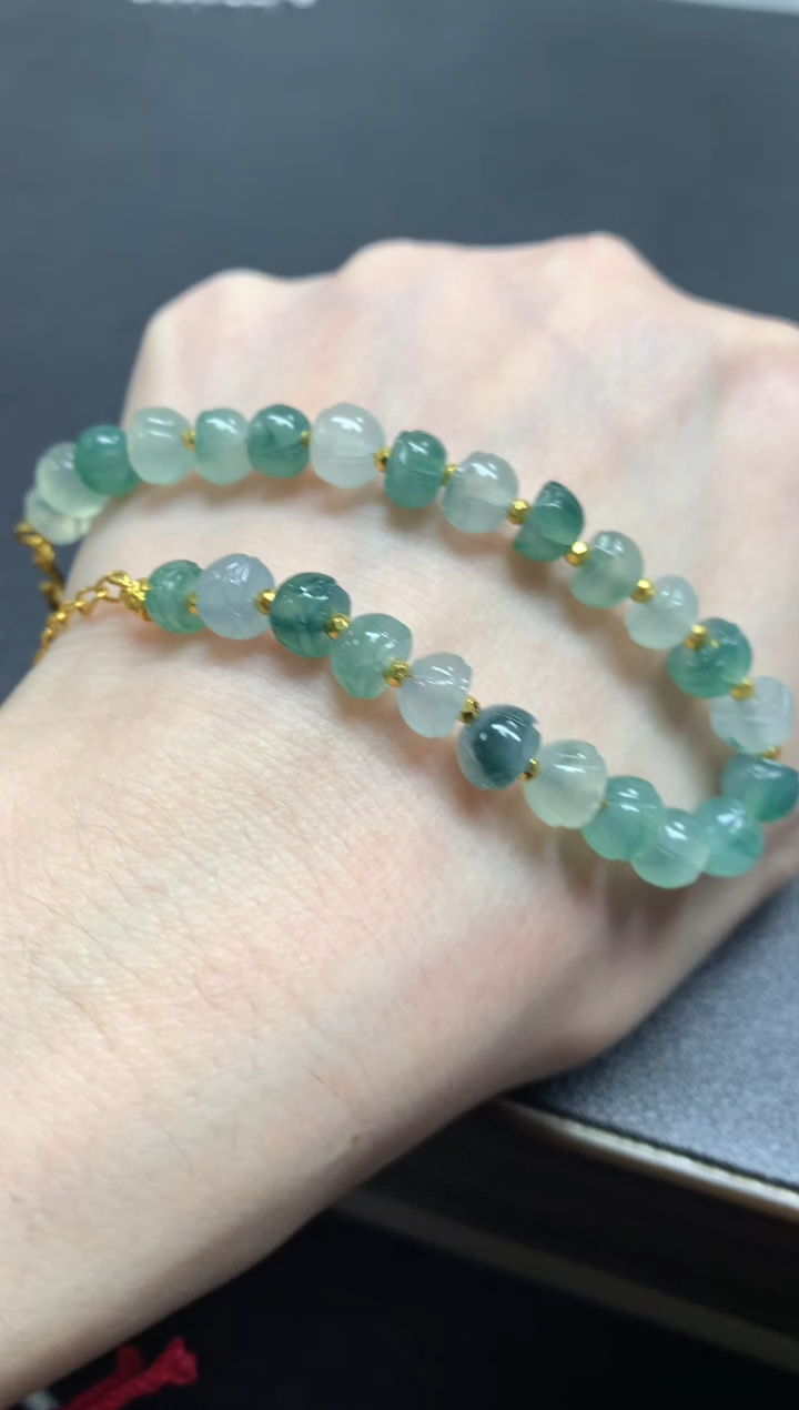 【闪购商品】翡翠手链足金镶嵌手链|5300+530