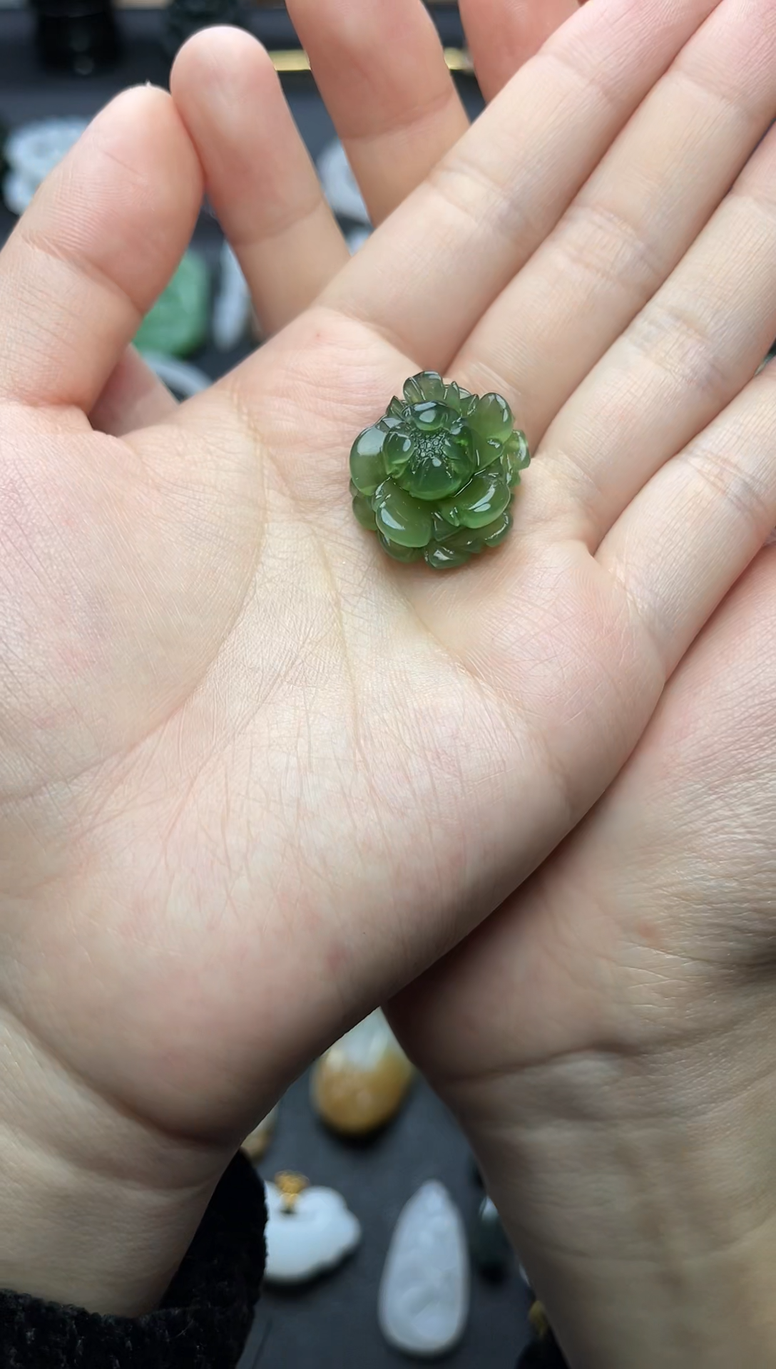 颈饰未镶嵌和田玉碧玉花花06