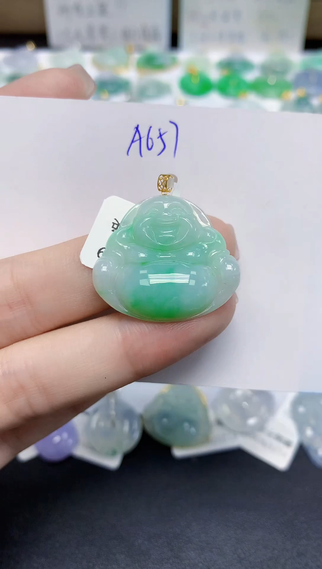 颈饰18K金镶嵌翡翠天然缅甸翡翠A货翡翠百元以上9元证书费自理