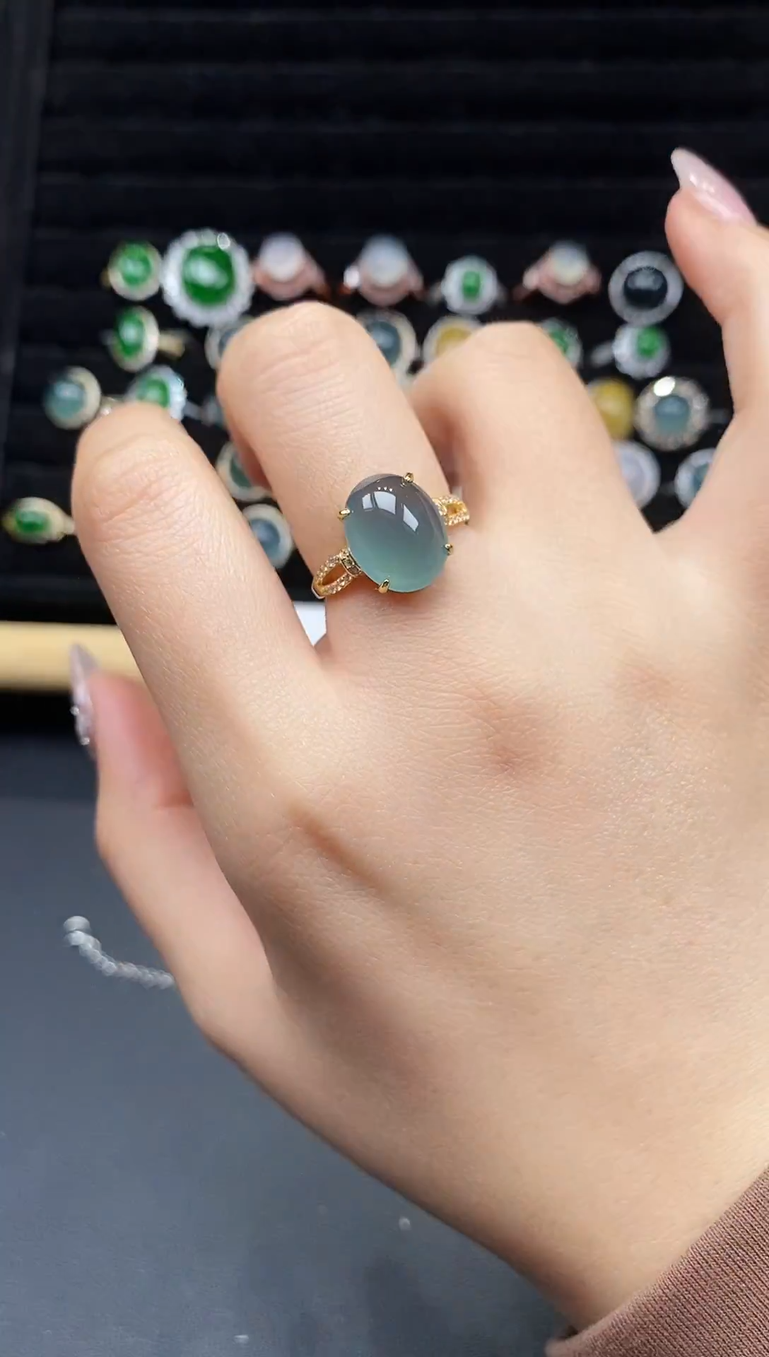 银S925镶嵌戒指翡翠111