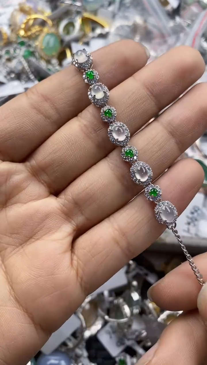 银S925镶嵌戒指翡翠6666----10