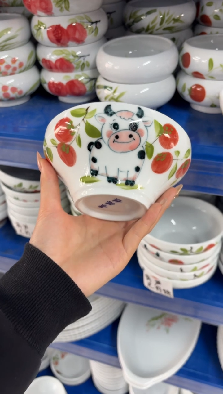 瓷片景德镇高温陶瓷食品级手绘釉中彩-葫芦碗