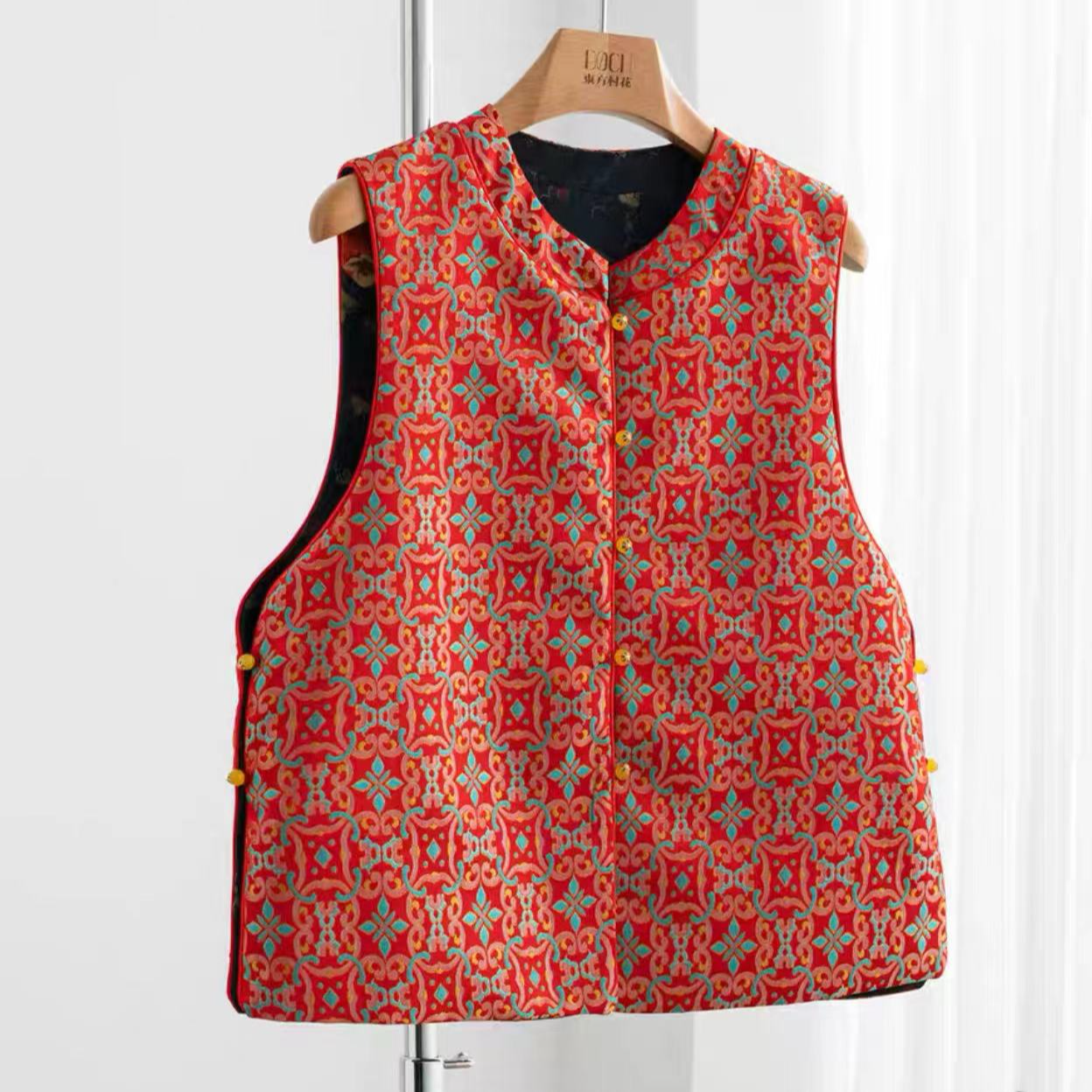 好柿发生-新中式提花秋季马夹无袖国潮中式复古百搭时尚马甲