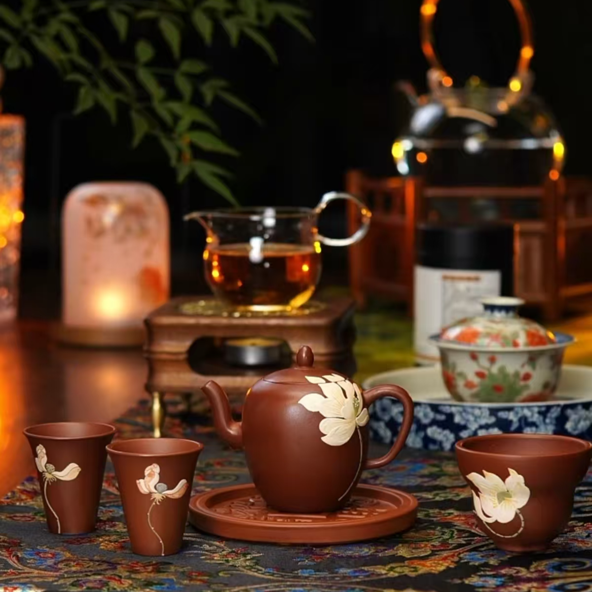 朱泥美人肩茶壶茶具套装