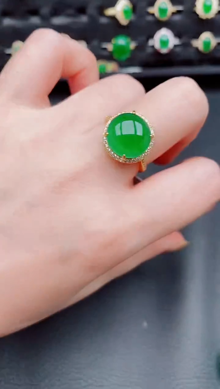 【闪购商品】翡翠戒指银S925镶嵌天然a货翡翠161