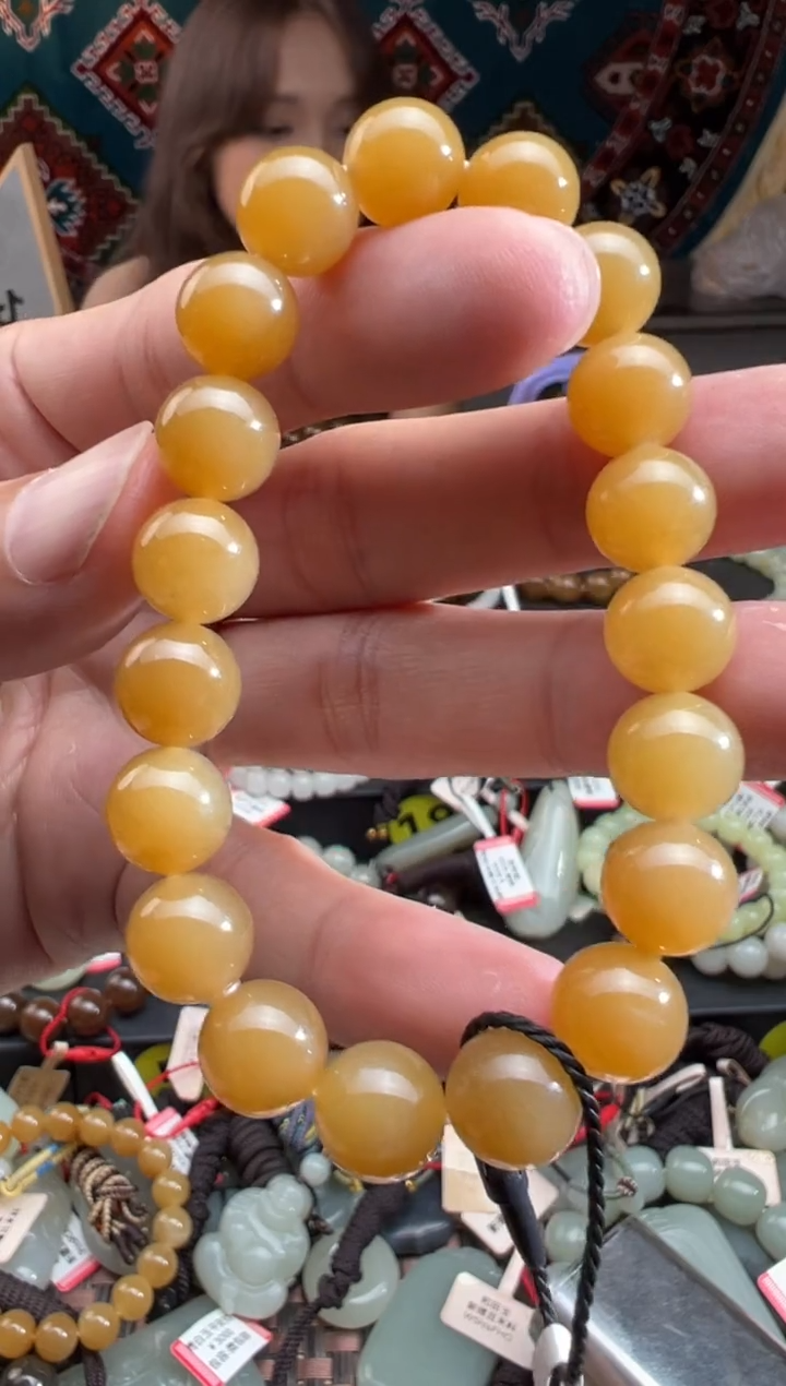 手串未镶嵌和田玉金山黄金糖手串卡10