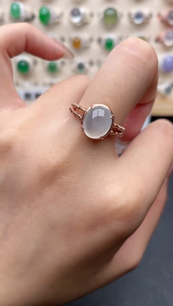 【闪购商品】翡翠戒指银S925镶嵌一物一证一礼盒