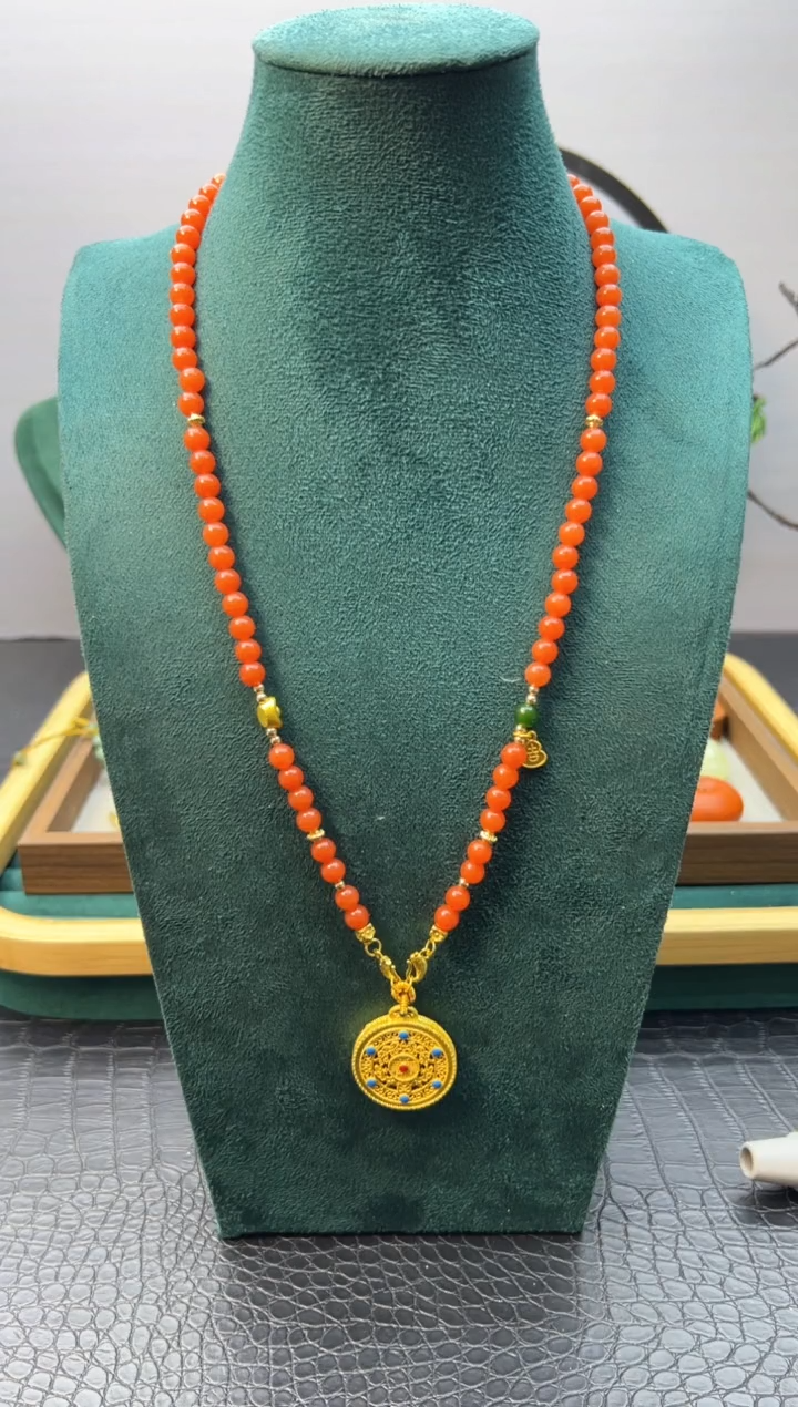 【闪购商品】南红玛瑙颈饰14K金镶嵌X25