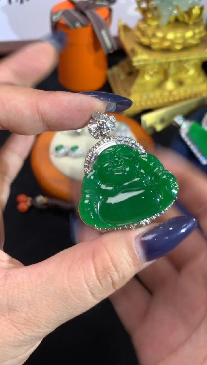 【闪购商品】翡翠挂件18K金镶嵌佛公吊坠定金