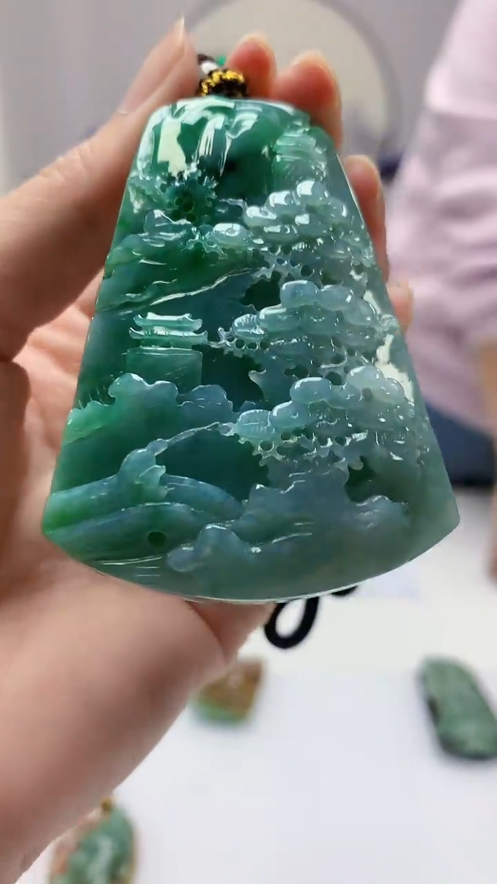 【闪购商品】定制翡翠未镶嵌4902zm-毛货挂件11山水