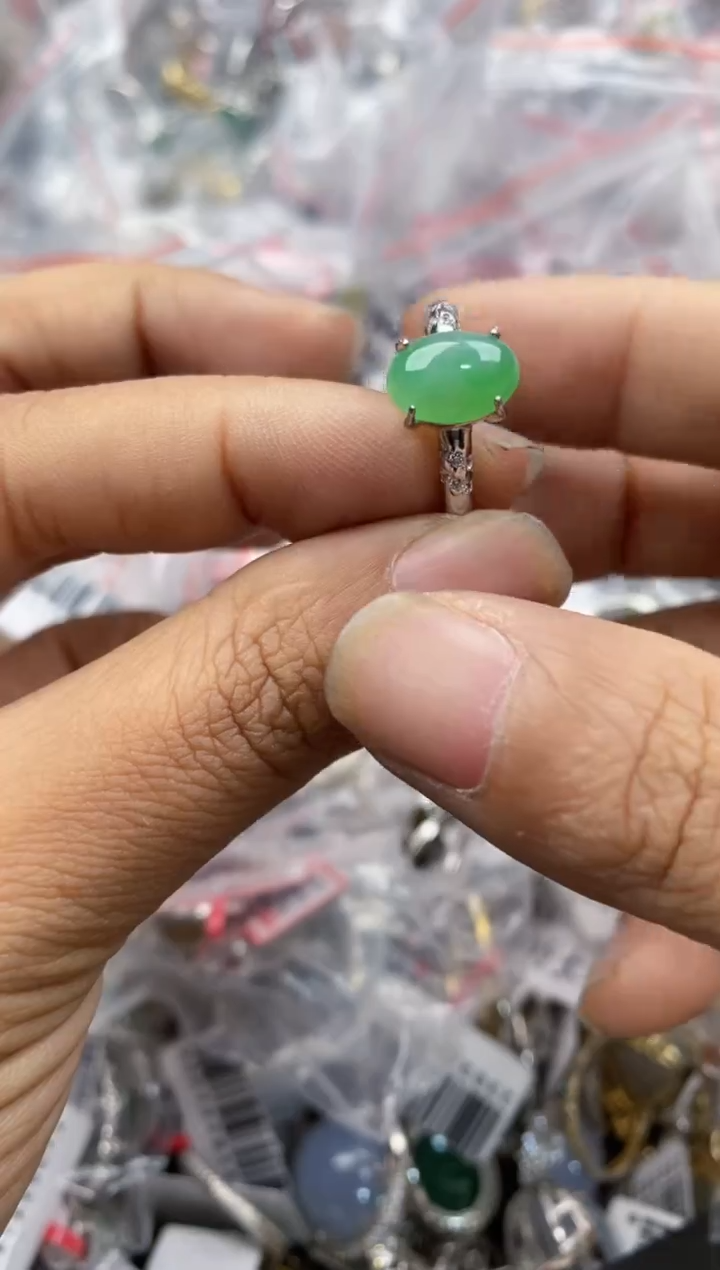 银S925镶嵌戒指翡翠999----5