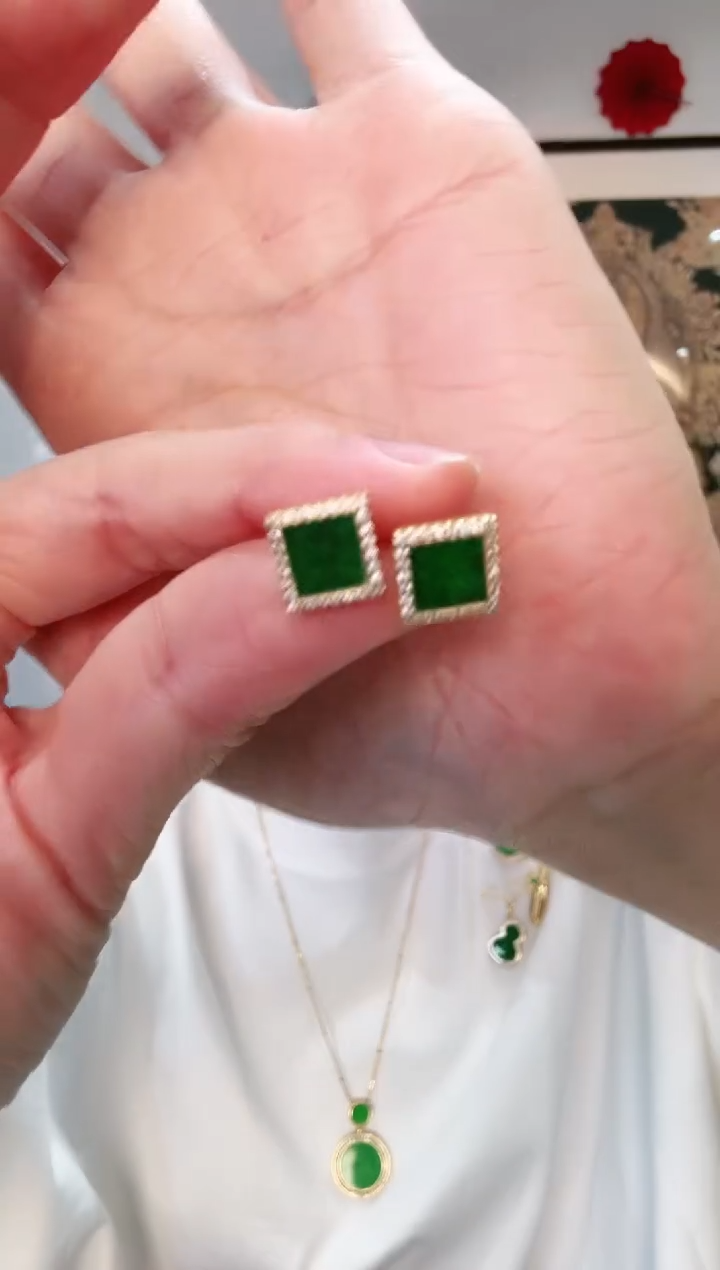 【闪购商品】翡翠耳饰银S925镶嵌耳饰