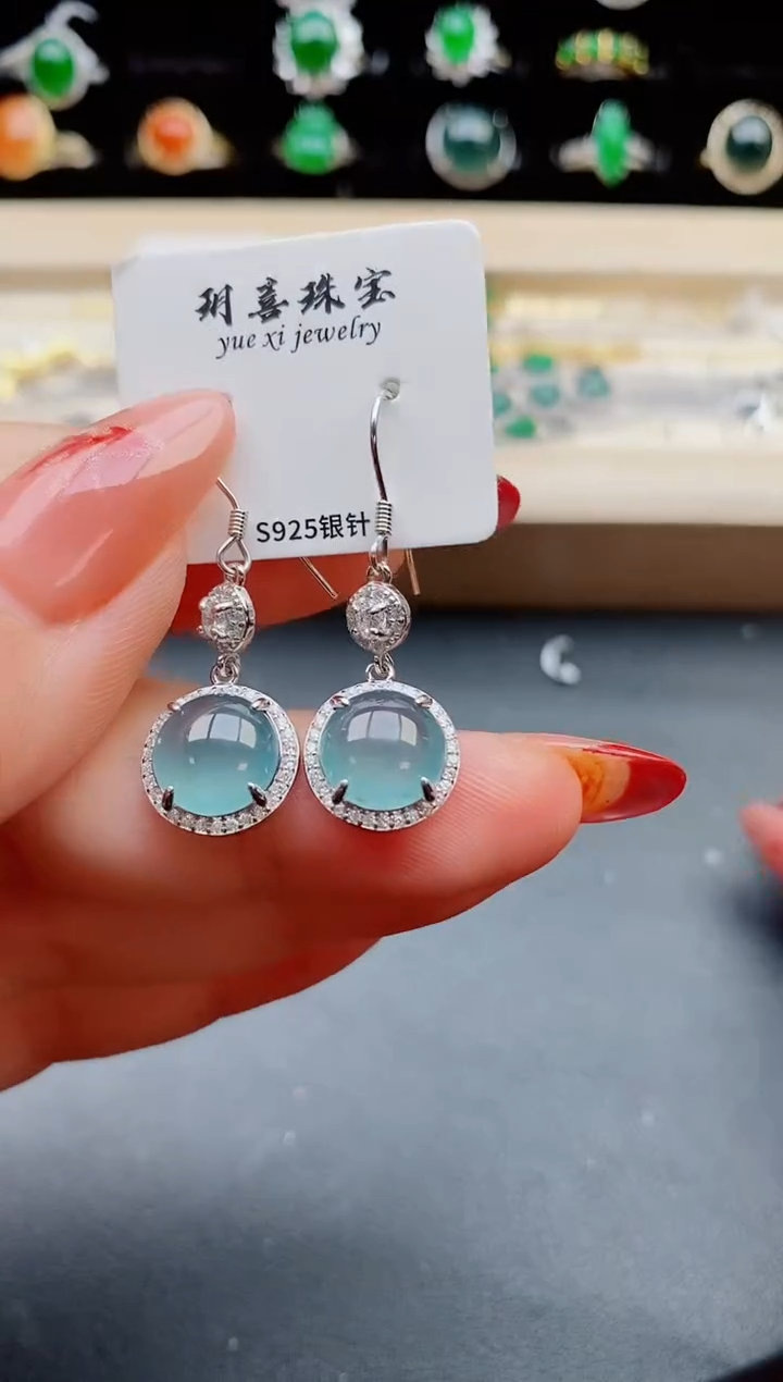 【闪购商品】翡翠耳饰银S925镶嵌32131321