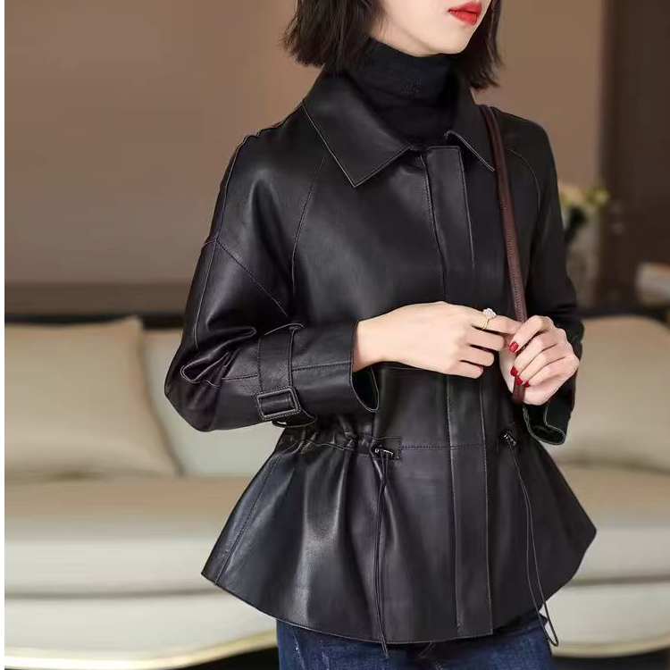 海宁真皮绵羊皮小羊皮经典休闲百搭气质收腰女款外套时尚