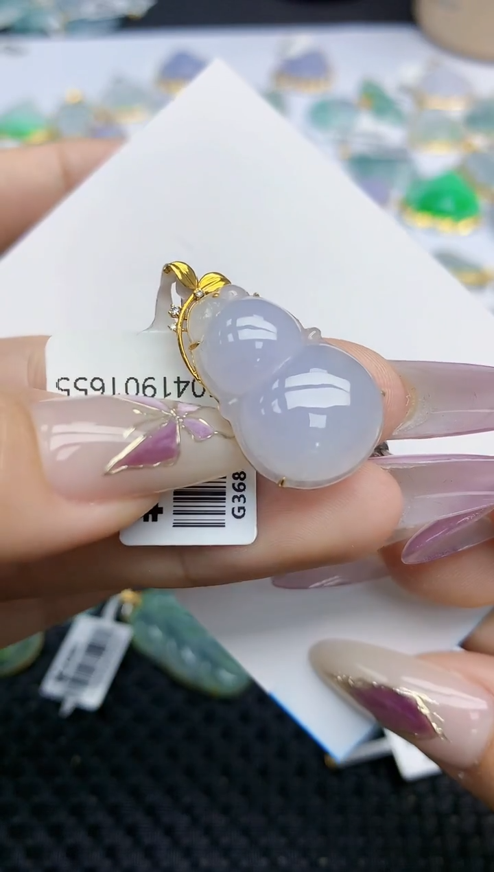 翡翠挂件18K金镶嵌373   天然翡翠A货