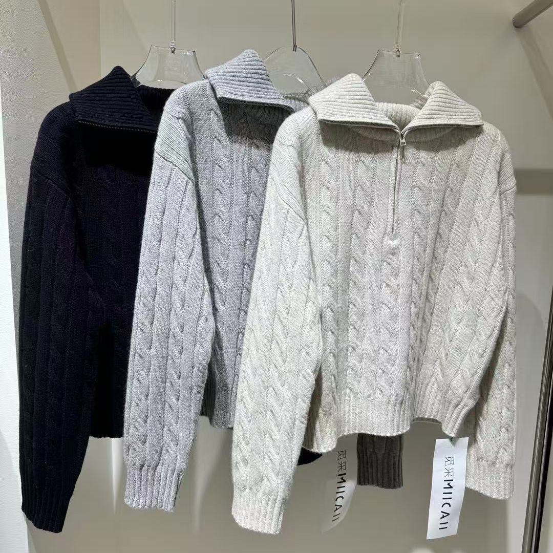 拉链套头毛衣外套-00490