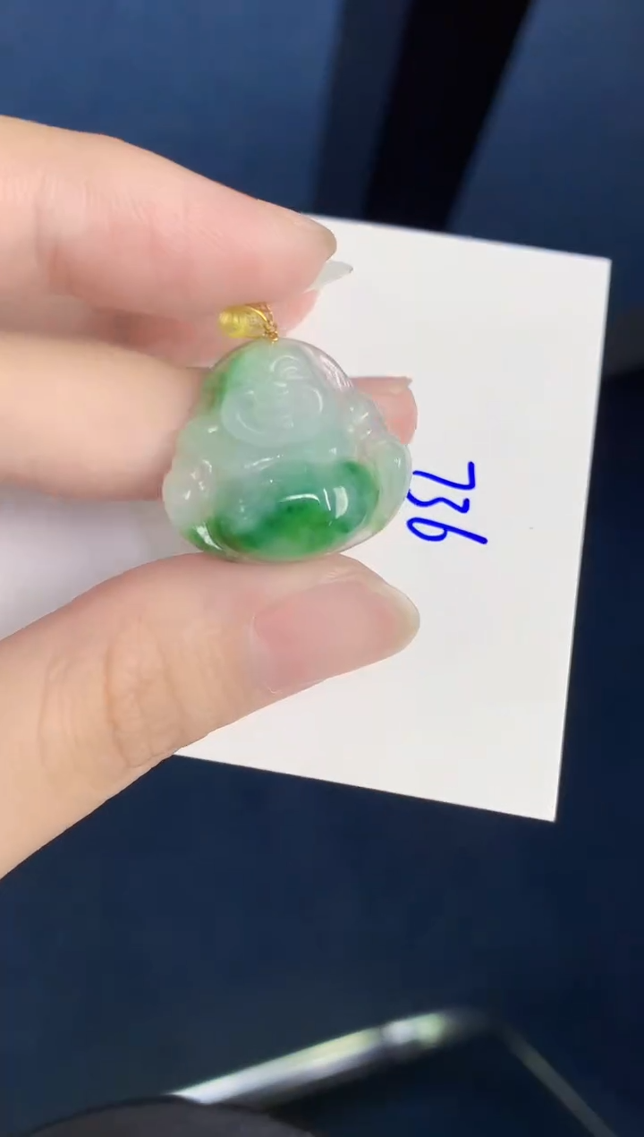 颈饰18K金镶嵌翡翠天然翡翠缅甸A货