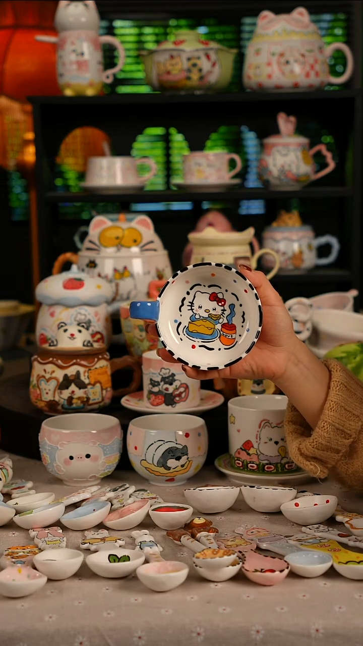 陶瓷无盖款景德镇高温釉下彩纯手绘创意瓷 