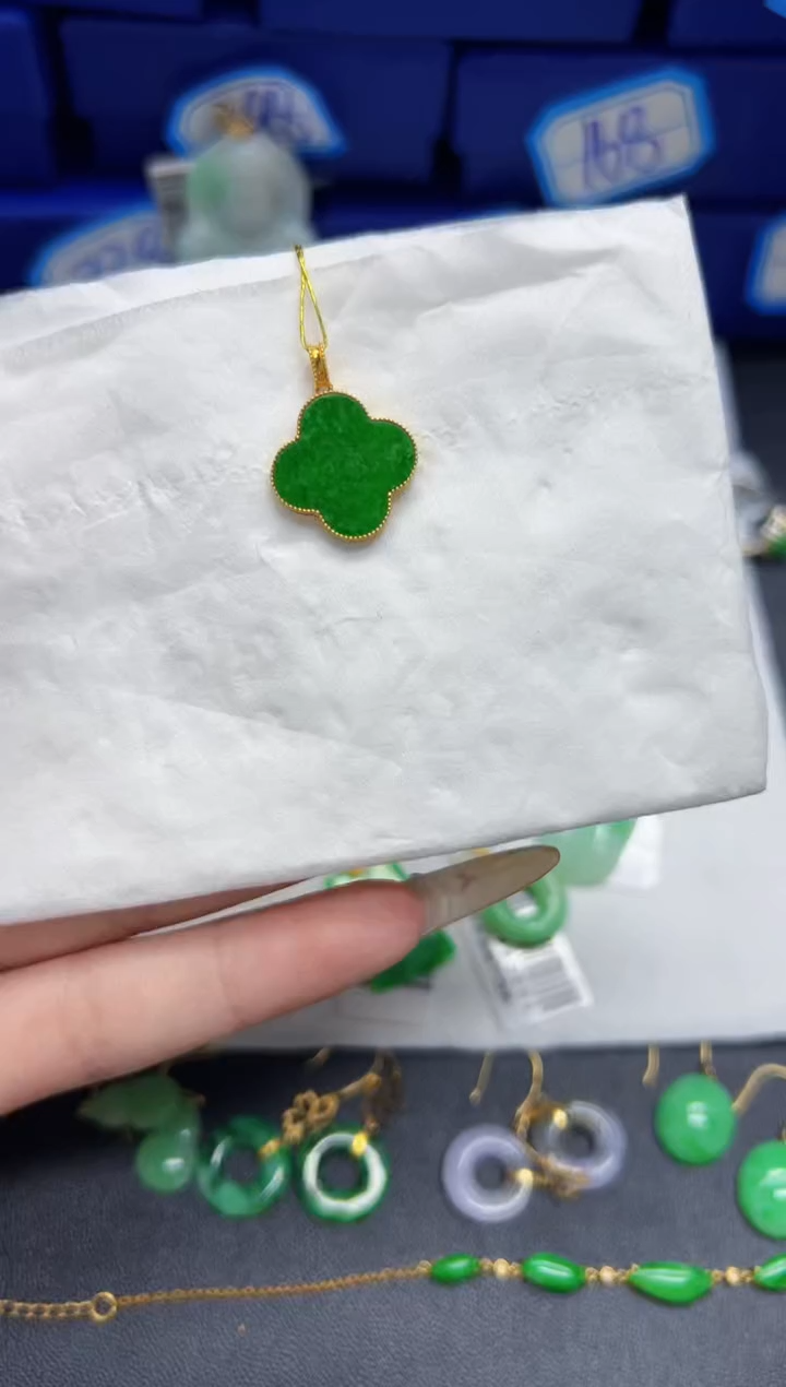 【闪购商品】翡翠颈饰18K金镶嵌Y缅料A货/支持复检/一件