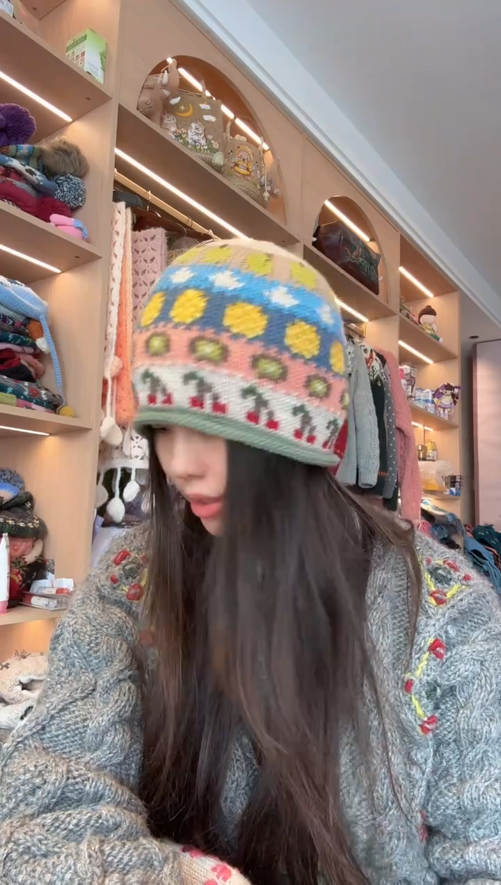 羊毛美利奴浅色樱桃帽