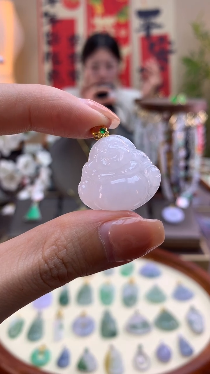 【闪购商品】翡翠颈饰18K金镶嵌佛公