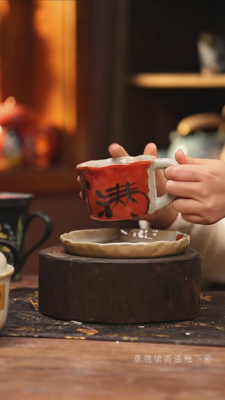 陶瓷景德镇高温釉下手绘陶瓷@L758@