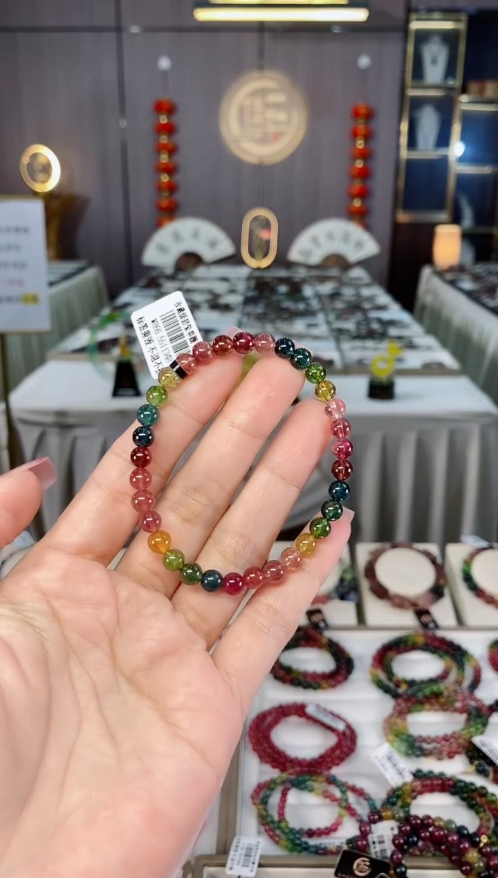 未镶嵌收藏级老矿碧玺单圈手串5mm+碧玺hon多样性发货一条