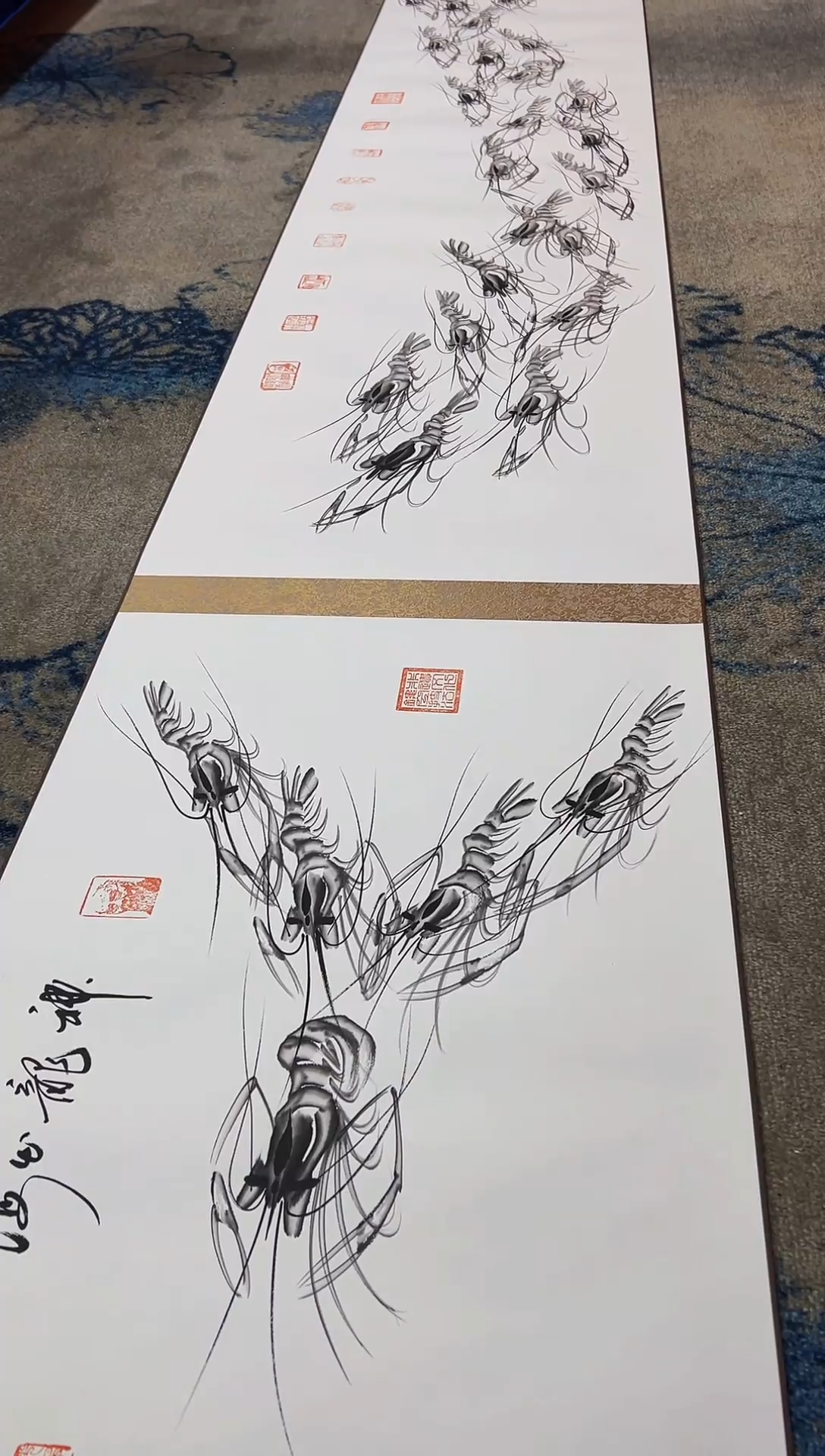 【闪购商品】国画百龙图10米精品鎏金手卷