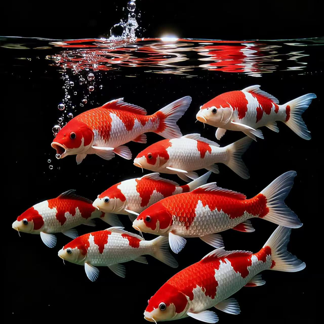 锦鲤观赏鱼红白大正多品种